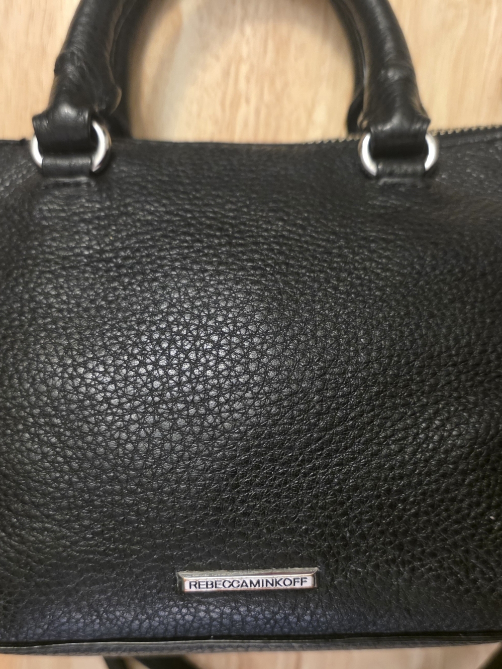 Rebecca Minkoff Black & Silver Leather Micro Moto Satchel & Crossbody Bag Purse - Picture 15 of 15